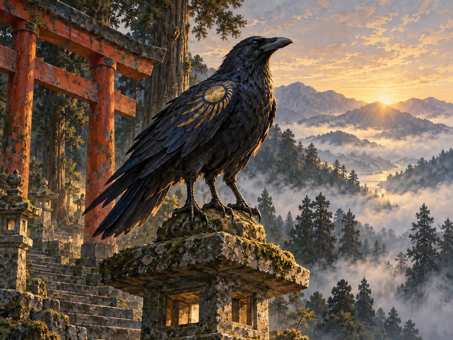 三本足で描いた八咫烏の独自制作イラスト。
